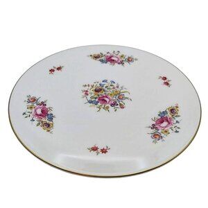 Vintage Royal Worcester Fine Bone China Floral Cake Plate Gold Trim England